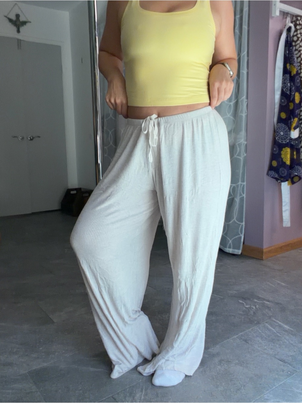 Auden Cream Wide-Leg Drawstring Lounge Pants